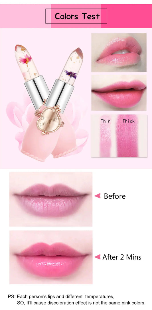 ( ২ পিসের সেট) Jelly Dried Flower Color Changing Lip Balm with FREE Lip Liner