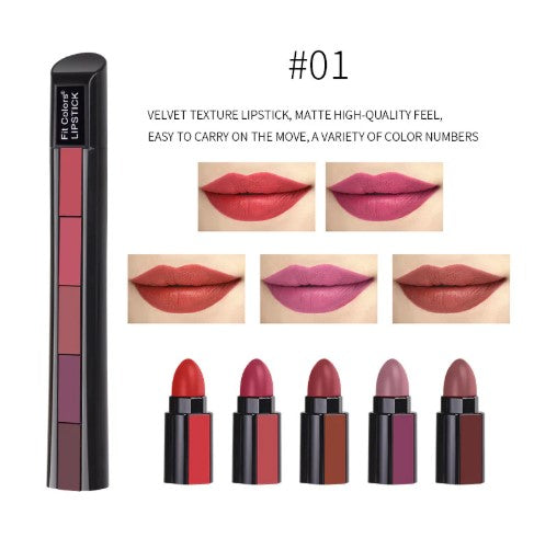 5 In 1 Matte Lipstick Kit Waterproof-Shade-01