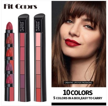 5 In 1 Matte Lipstick Kit Waterproof-2 Shade Combo