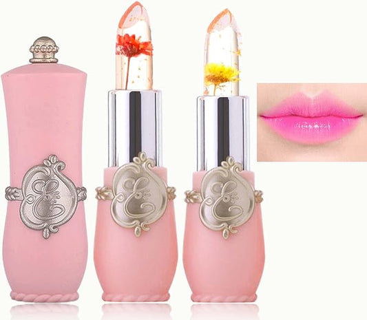 ( ২ পিসের সেট) Jelly Dried Flower Color Changing Lip Balm with FREE Lip Liner