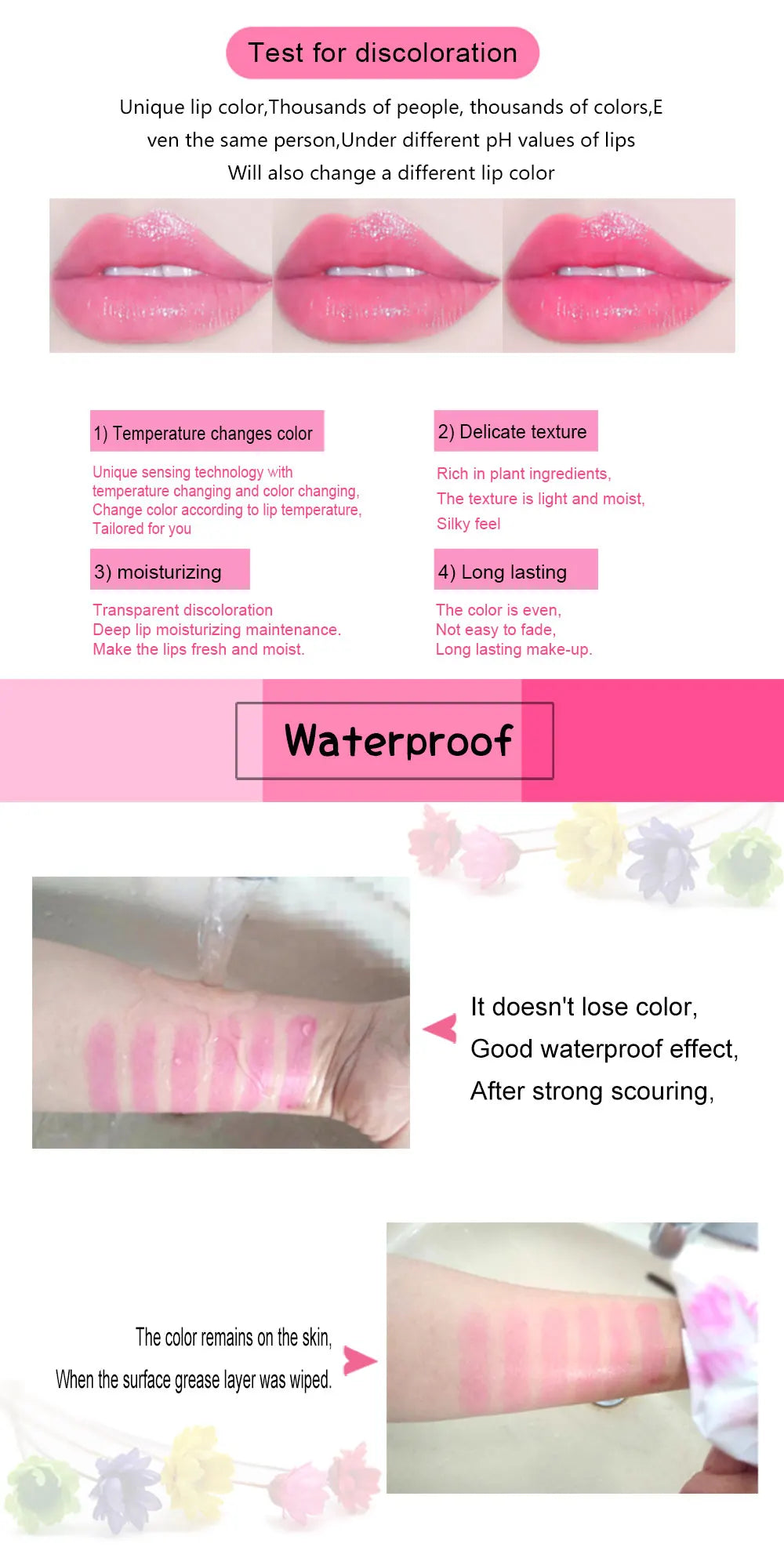 ( ৩ পিসের সেট ) Jelly Dried Flower Color Changing Lip Balm