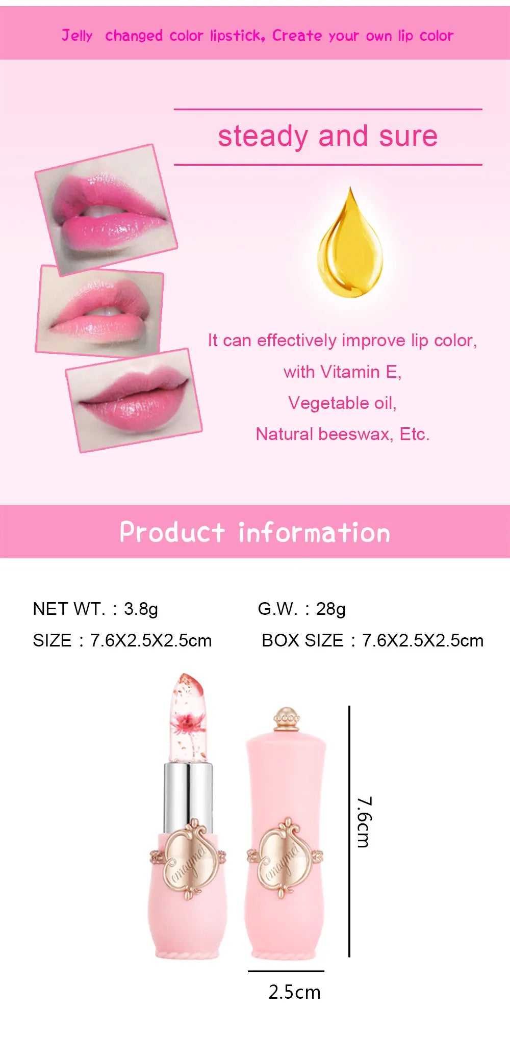 ( ৩ পিসের সেট ) Jelly Dried Flower Color Changing Lip Balm
